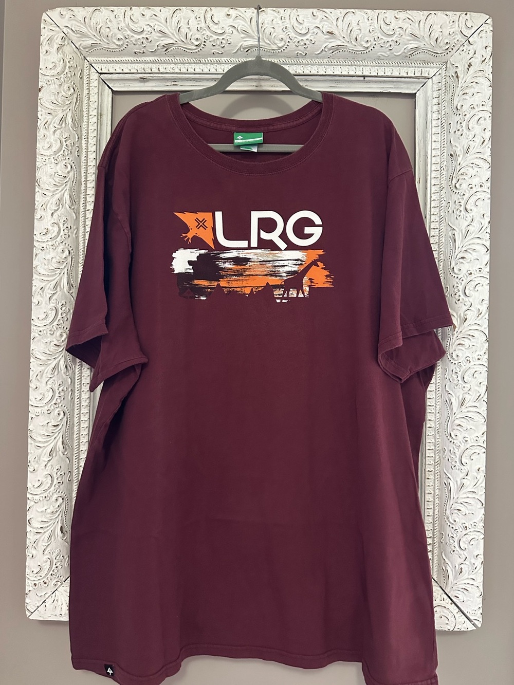 Y2K LRG Men's Graphic T-Shirt in Maroon. Size 4X